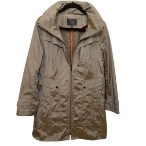 Cole Haan Signature Travel Hooded Rain Jacket Iridescent Tan Size M Women's RARE